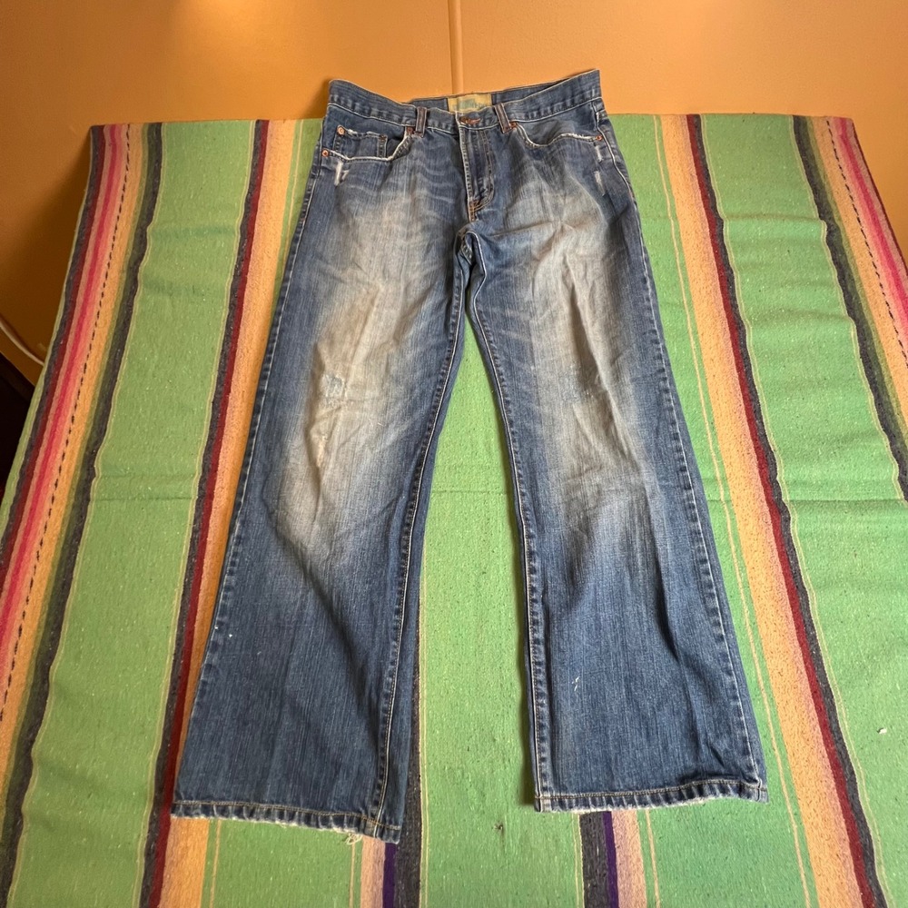Old Navy Straight Cut Jeans Mens 34x30 Blue Distressed Denim Y2K Grunge Skate